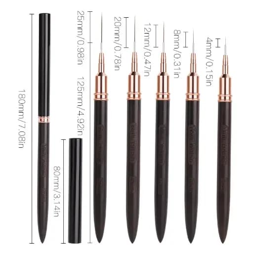 Professional nail art liner brush - ultra-fine needle tip, sandalwood handle, japanese style / فرشاة رسم أظافر احترافية - طرف إبرة فائق الدقة، مقبض من خشب السندل، تصميم ياباني